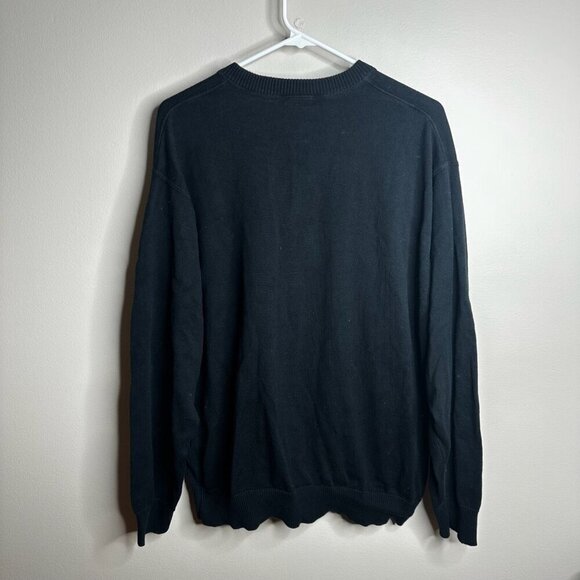 Lacoste Sweater Mens Sz 8 US XXL Black Cotton V Neck Long Sleeve Logo Pullover - Picture 8 of 10